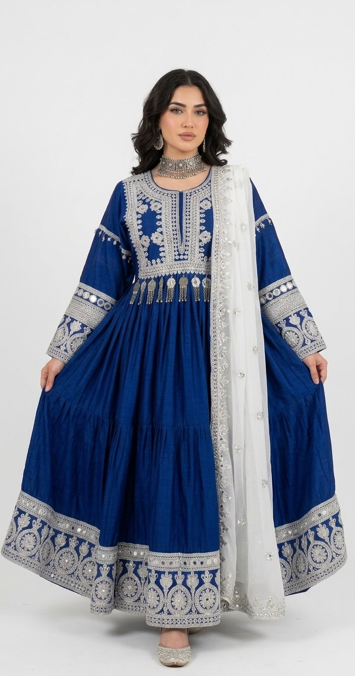 Blue Long Skirt Cotton