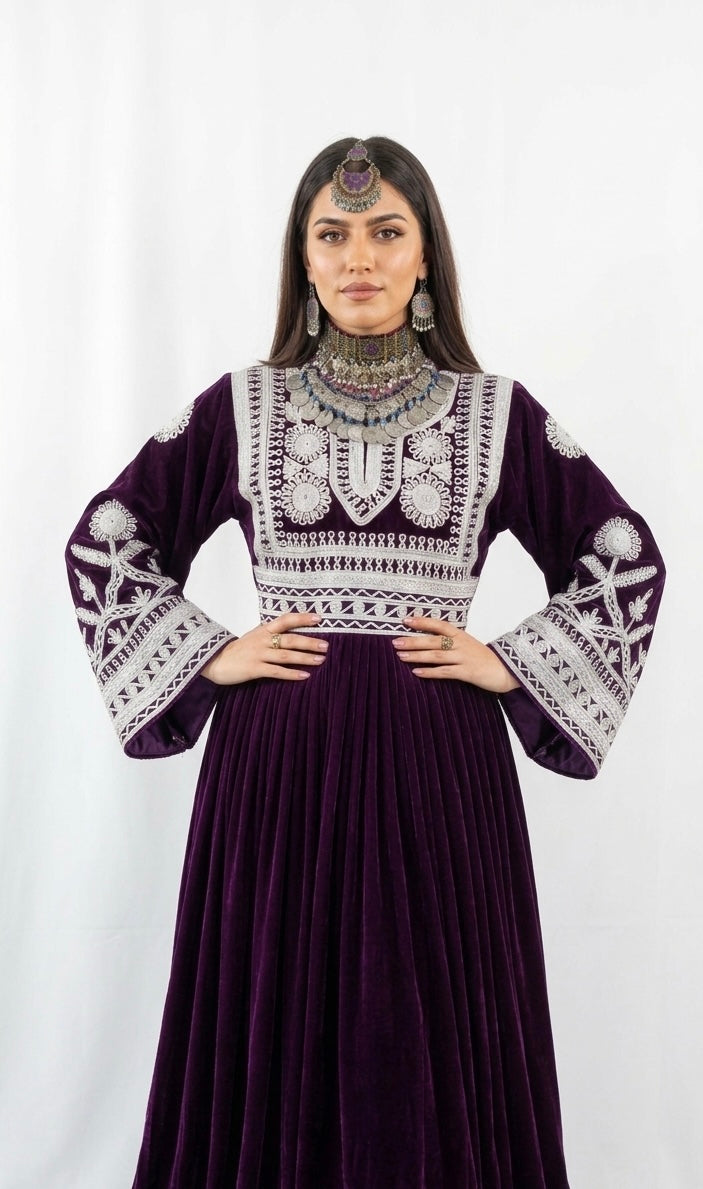 Purple Long Skirt Velvet