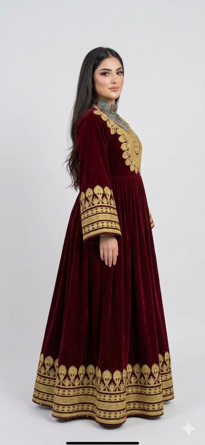 Deep Red long Skirt Silk