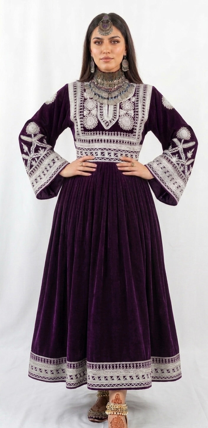 Purple Long Skirt Velvet