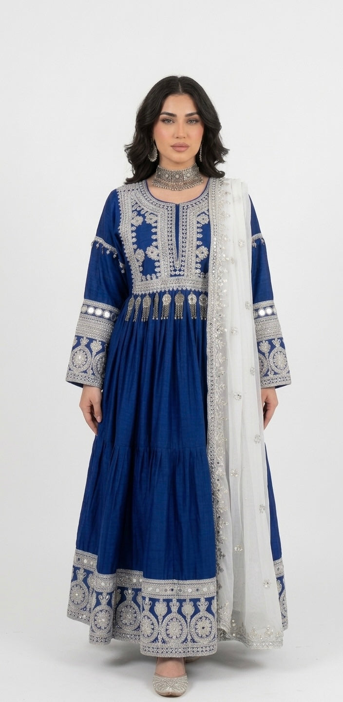 Blue Long Skirt Cotton