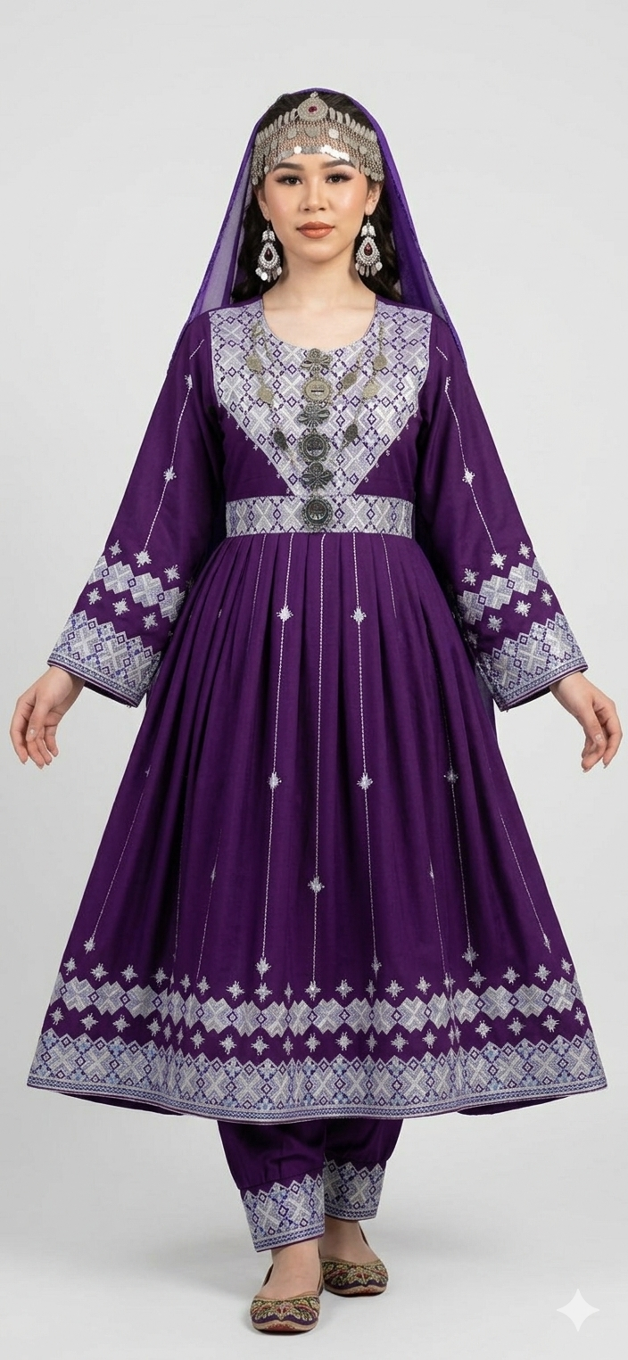 Hazaragi Purple Short Tulip Skirt Dress