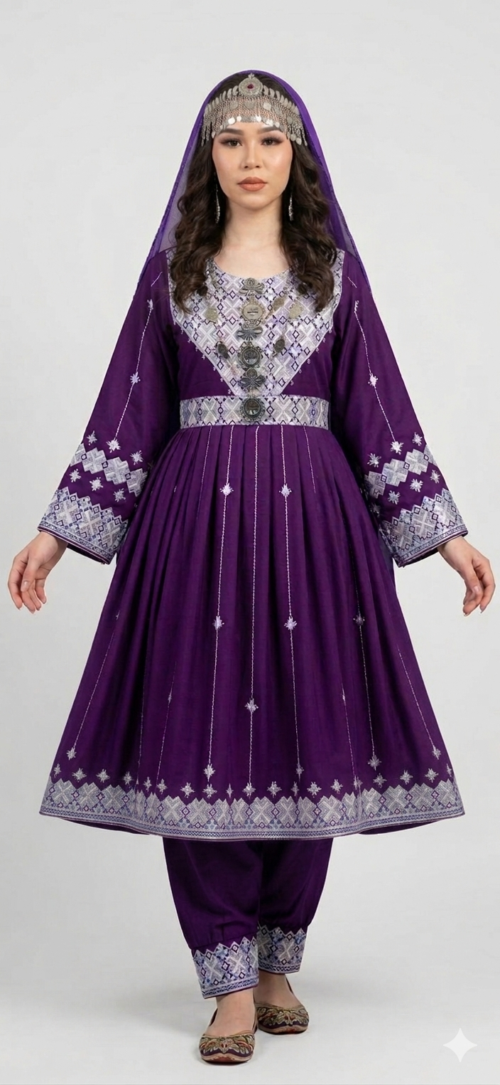 Hazaragi Purple Short Tulip Skirt Dress